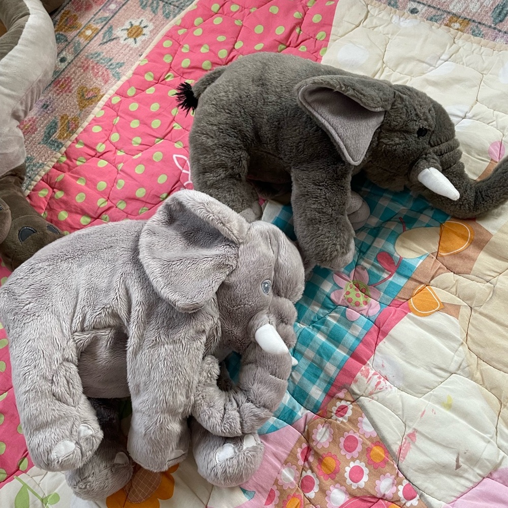 Gray Elephant Plush Toy Set